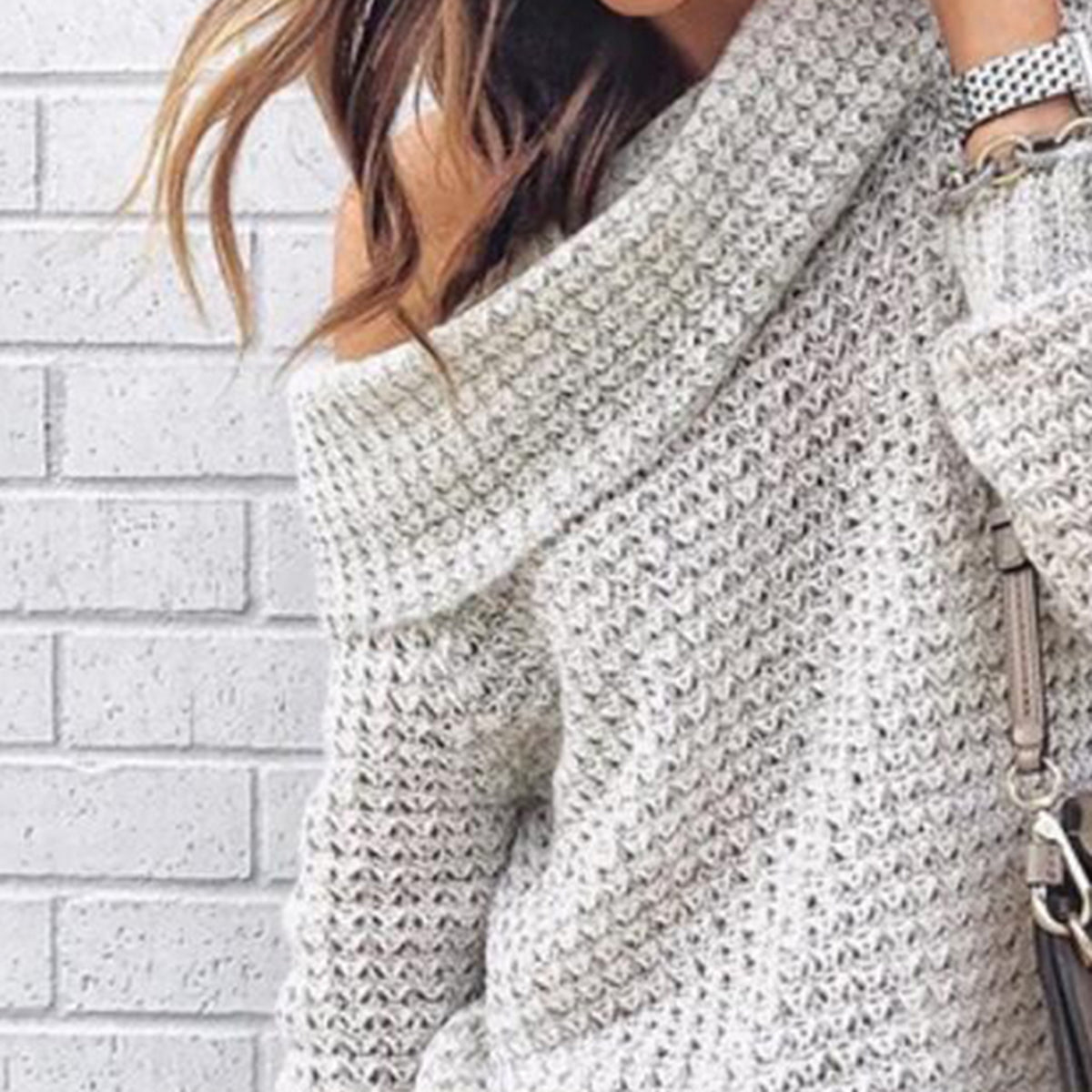 Openwork Off-Shoulder Sweater