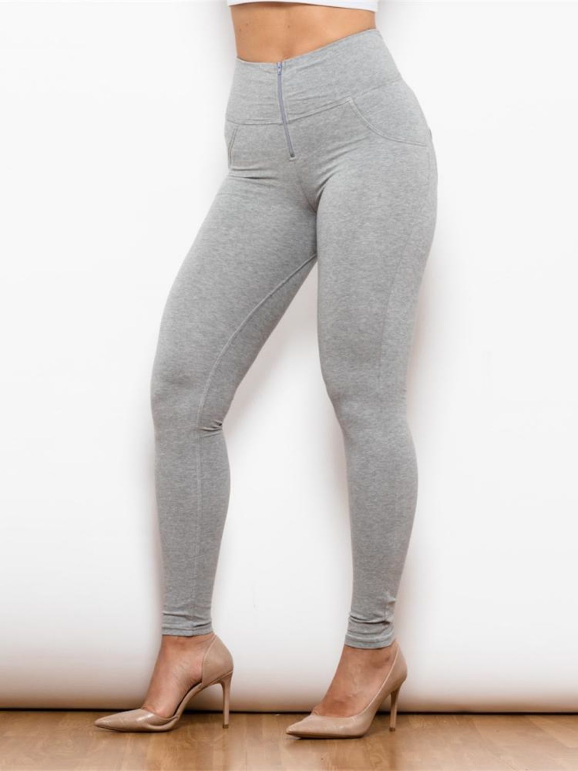 Full Size Zip Detail High Waist Leggings