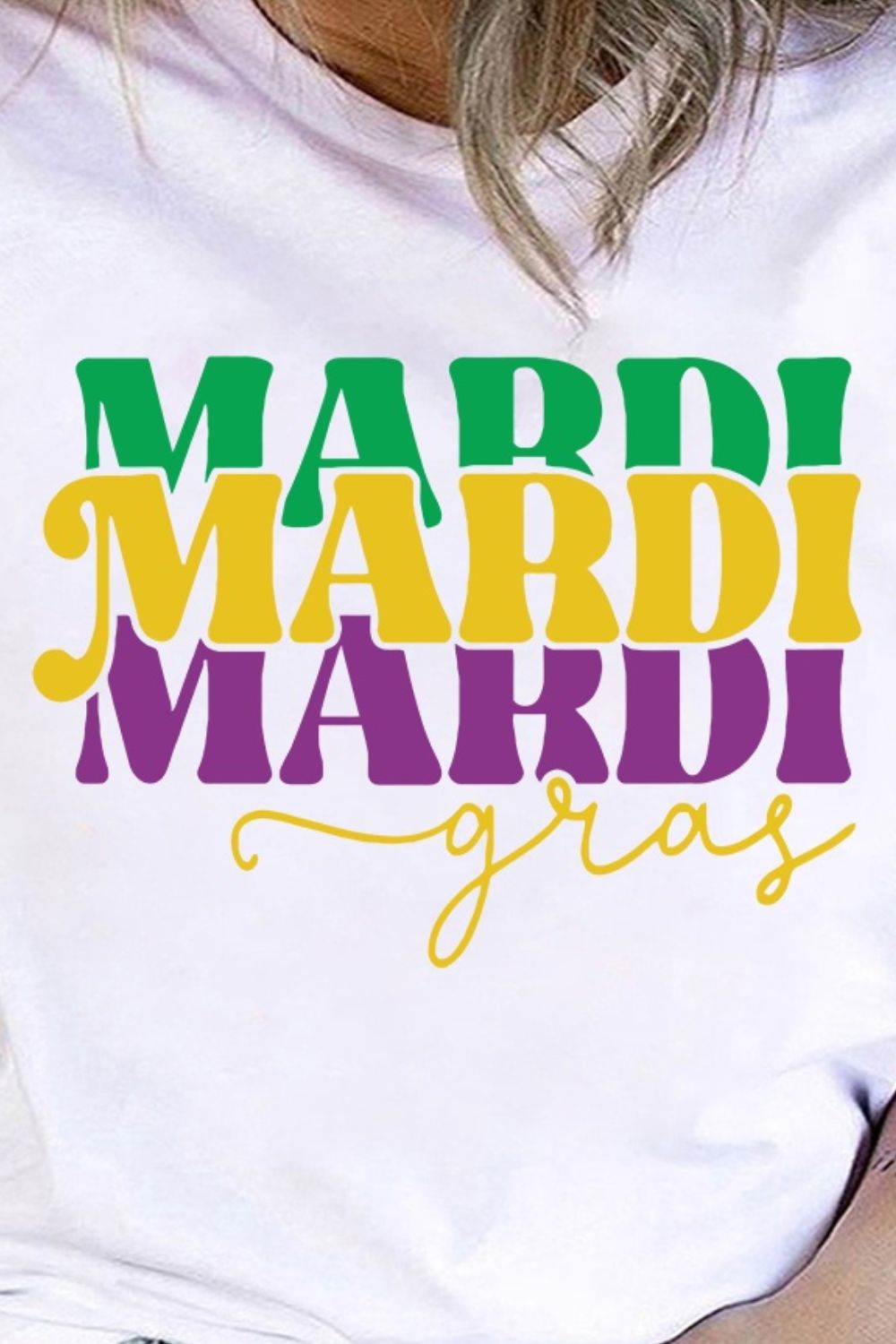 Plus Size MARDI GRAS Round Neck T-Shirt