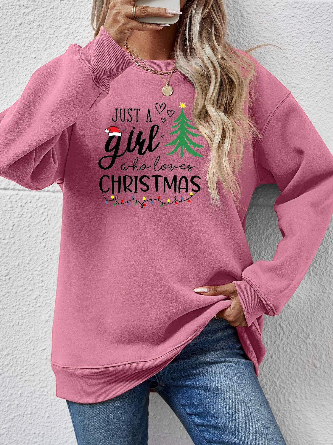 Letter Graphic Round Neck Sweatshirt