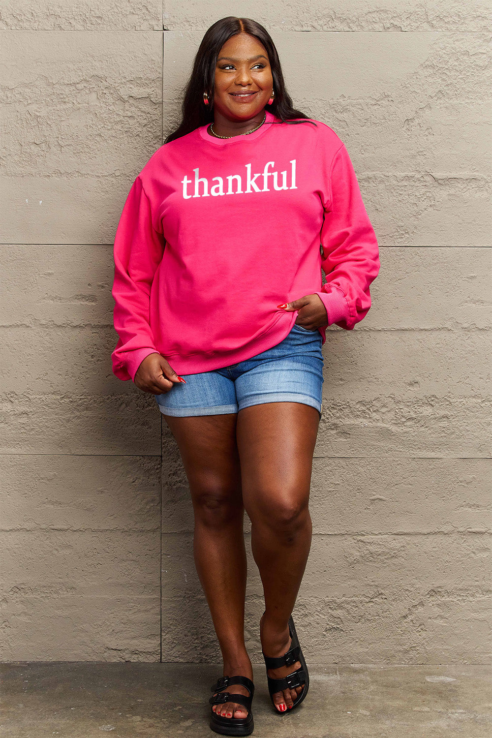 Simply Love Full Size THANKFUL Graphic Sweatshirt